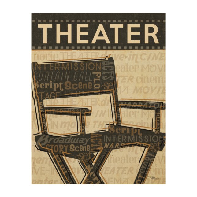 Vintage Movie Chair Wood Wall Art (Front)