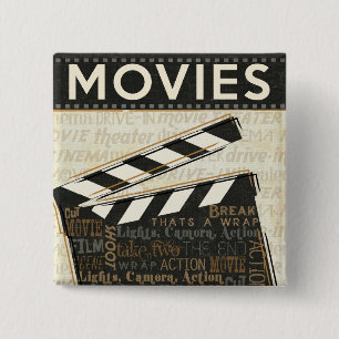 Vintage Movie Clapper Pinback Button