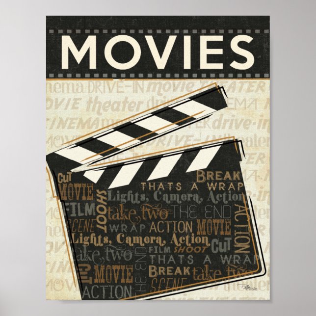 Vintage Movie Clapper Poster (Front)