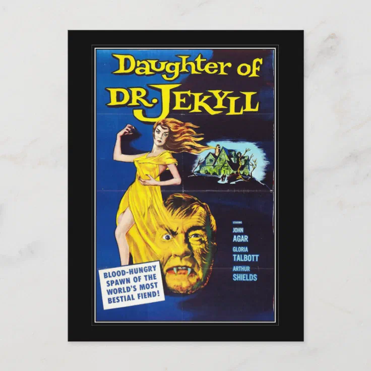 Vintage movie horror postcard Zazzle