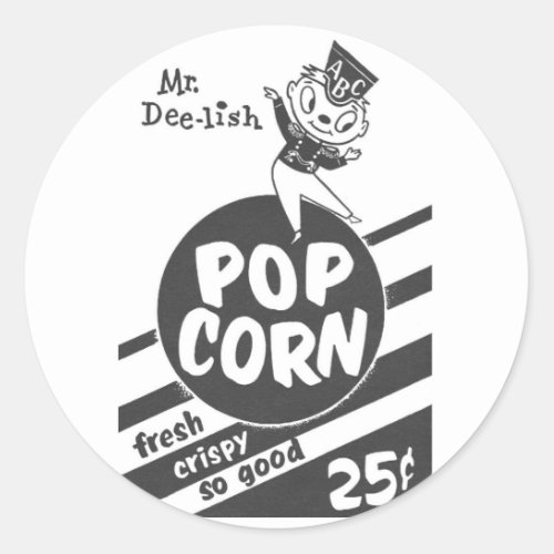 Vintage Movie Popcorn Mr Dee_lish Classic Round Sticker