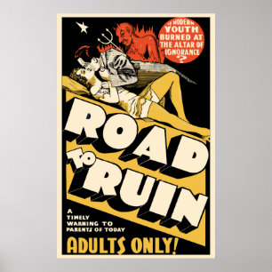 Vintage Movie Poster Art - "Road To Ruin"