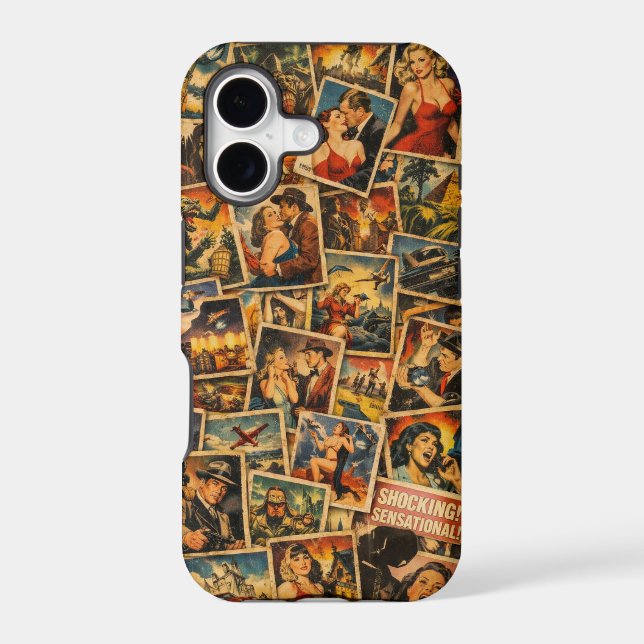 Vintage Movie Poster Collage iPhone Case (Back)