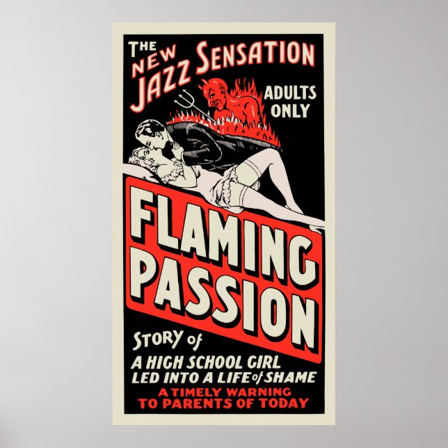 Vintage Movie Poster - "Flaming Passion" (Front)