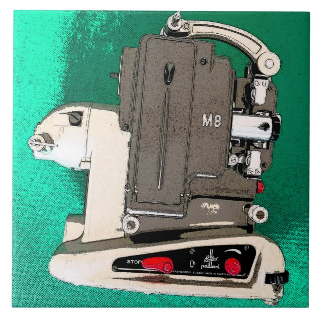 Vintage movie projector ceramic tile (Front)