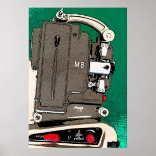 Vintage movie projector poster