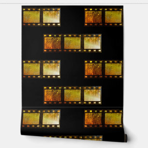Vintage movie reel film black yellow gold wallpaper