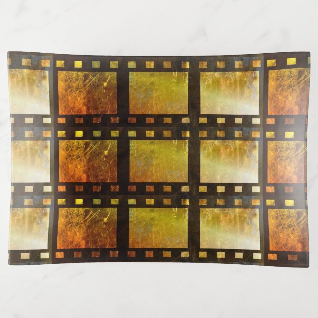 Vintage movie reel film ceramic tile trinket tray (Front)