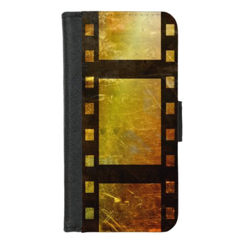 Vintage movie reel film yellow black iPhone 87 wallet case