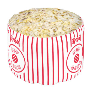 Vintage Movie Theater Popcorn Bucket Template Pouf