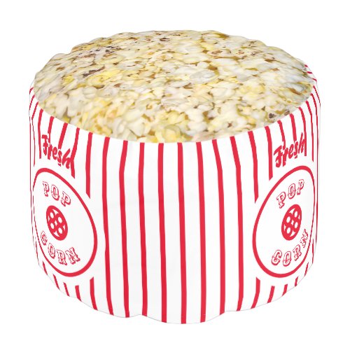 Vintage Movie Theater Popcorn Bucket Template Pouf
