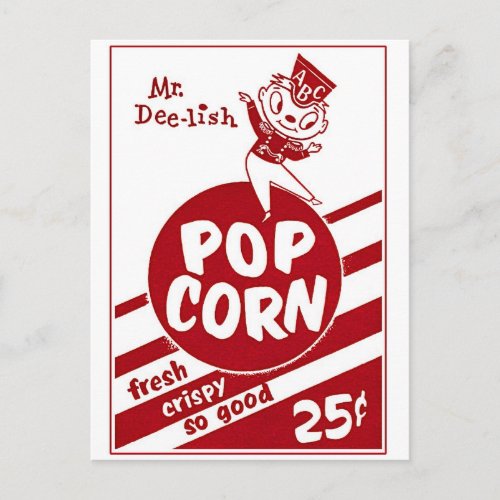 Vintage Movie Theater Popcorn Mr Dee_lish Postcard