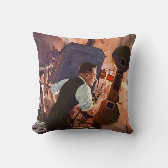Vintage Movie Theater Projectionist Film Camera Throw Pillow (Front)