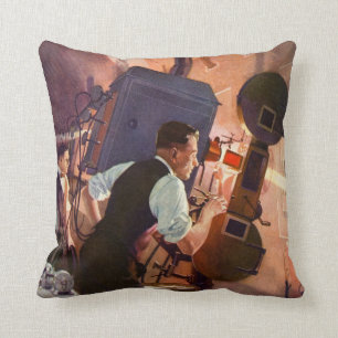 Vintage Movie Theater Projectionist Film Camera Throw Pillow