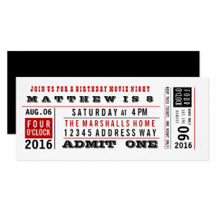 movie ticket invitations zazzle