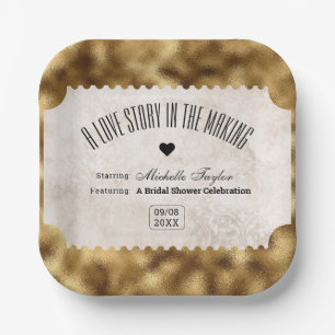 Vintage Movie Ticket Bridal Date Night Ideas Paper Plates