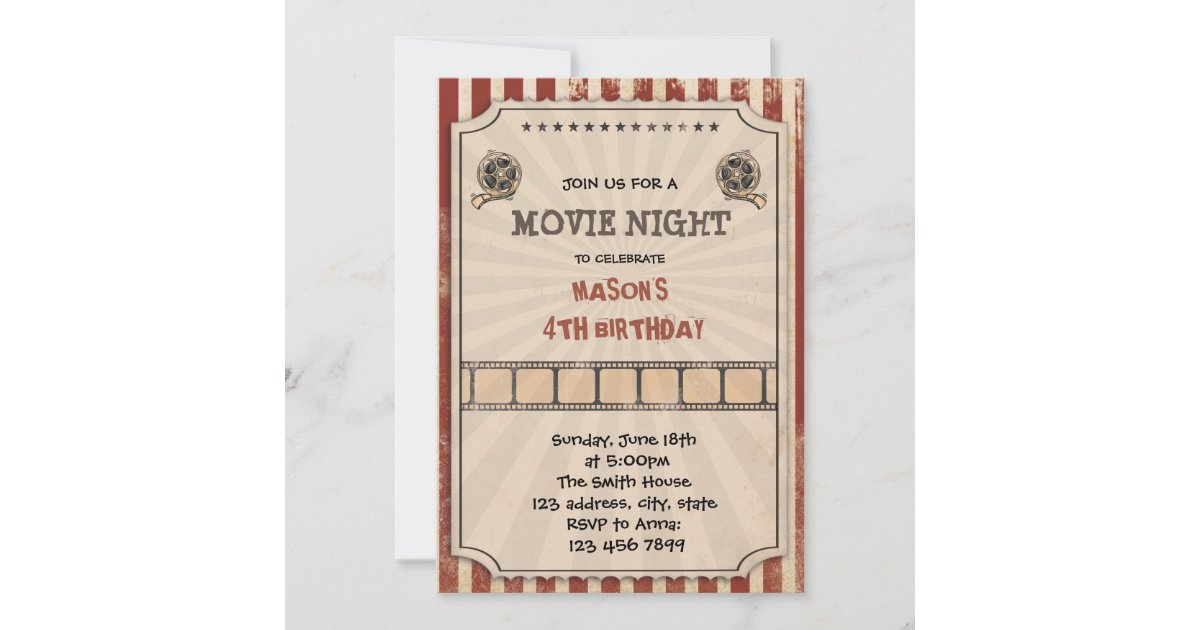 Vintage movie ticket party invitation | Zazzle
