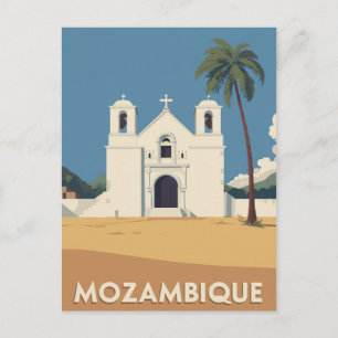 Vintage Mozambique Travel Poster Church Art Postcard