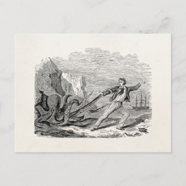 Vintage Mr. Beale Pouple Octopus Template Blank Postcard (Front)