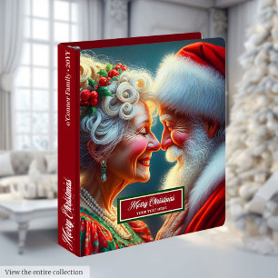 Vintage Mr & Mrs Claus Christmas Memory Album 3 Ring Binder
