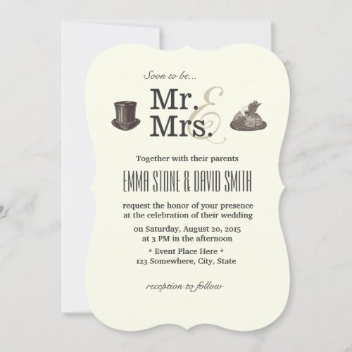 Vintage Mr. &amp; Mrs. Wedding Invitations 5" X 7" Invitation Card