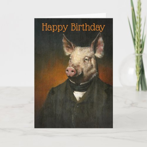 Vintage Mr Pig Birthday Card
