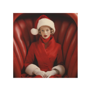 Vintage Mrs Claus Wood Wall Art