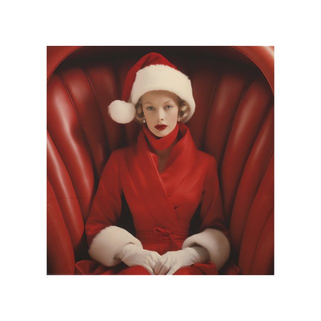 Vintage Mrs Claus Wood Wall Art (Front)