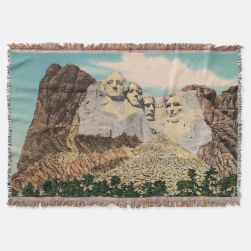 Vintage Mt Rushmore Throw Blanket