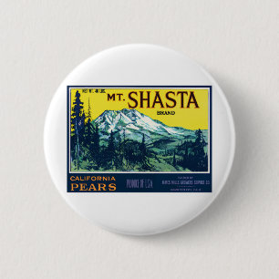 Vintage Mt Shasta California Pears Label Button