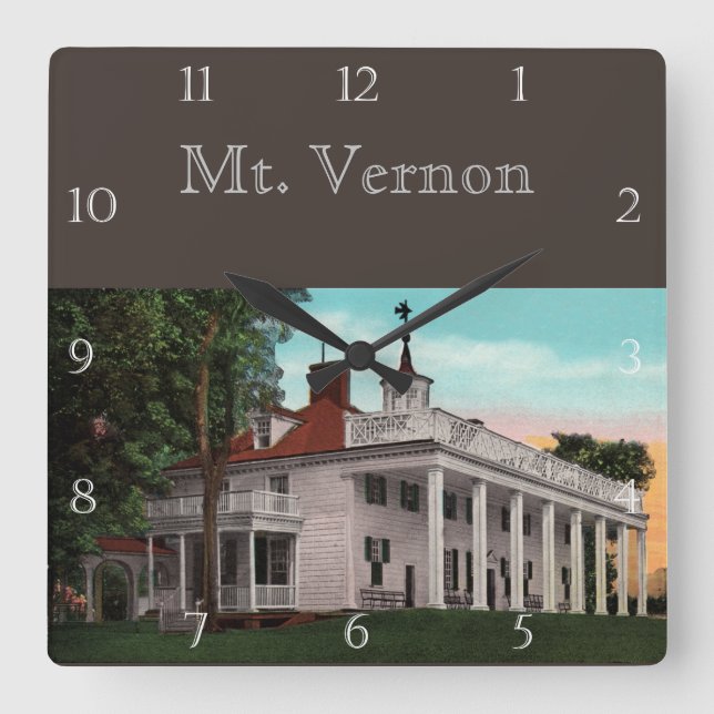 Vintage Mt. Vernon Custom Square Wall Clock (Front)