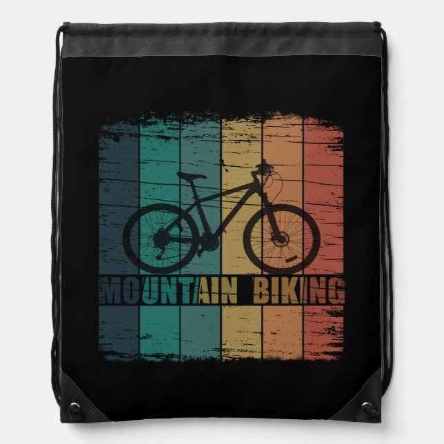 Vintage Mtb Mountain Biking Drawstring Bag (Front)