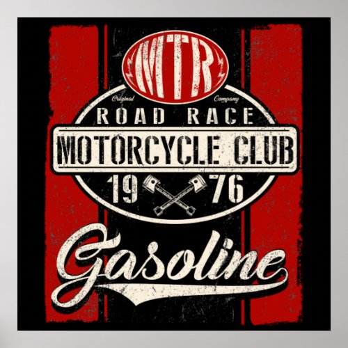 Vintage MTR Road Race Motorcycle Club 1976 Poster