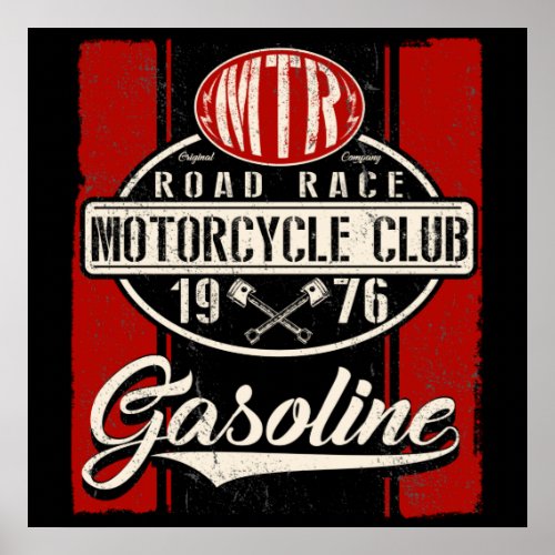Vintage MTR Road Race Motorcycle Club 1976 Poster