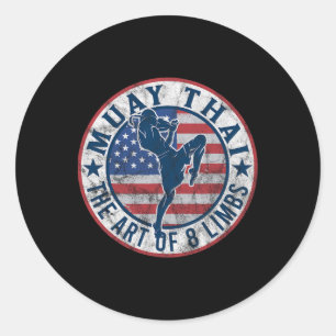 Vintage Muay Thai Karate Boxing Mixed Martial Arts Classic Round Sticker