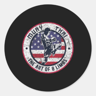 Vintage Muay Thai Karate Boxing Mixed Martial Arts Classic Round Sticker