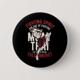 Vintage Muay Thai Kickboxing Fighter Training Work Button