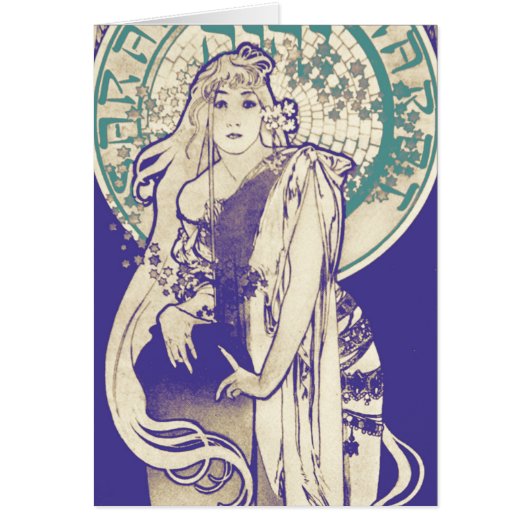Vintage Mucha Art Nouveau Theater Woman Bernhardt (Front)