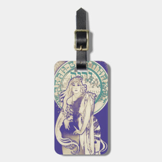 Vintage Mucha Art Nouveau Theater Woman Bernhardt Luggage Tag