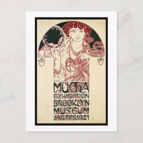 Vintage Mucha Exhibition Brooklyn Poster Postcard