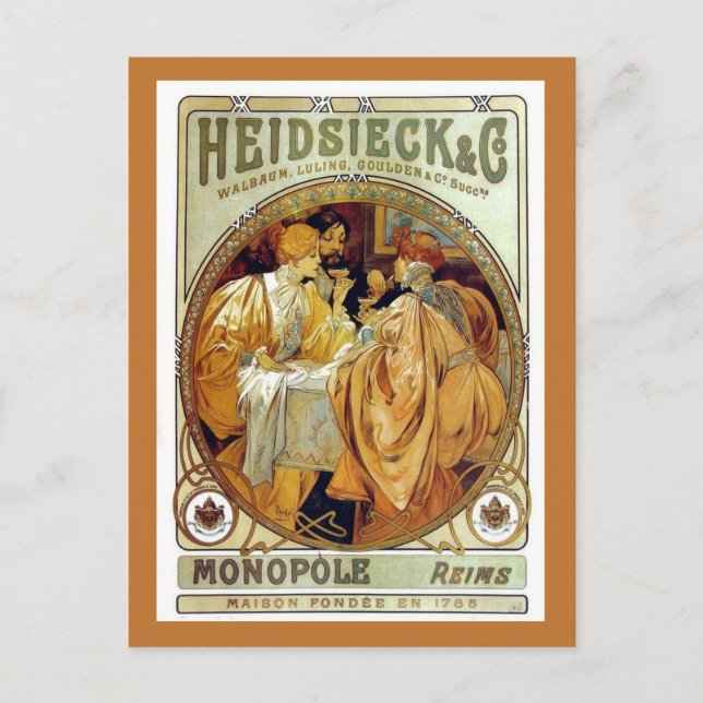 Vintage Mucha Heidsieck & Co. Postcard (Front)