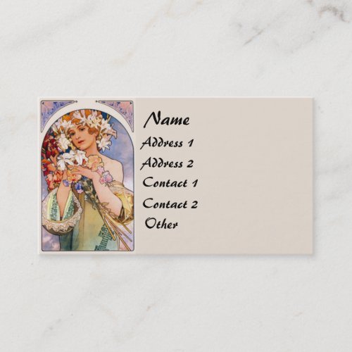 Vintage Mucha Lady Business Card