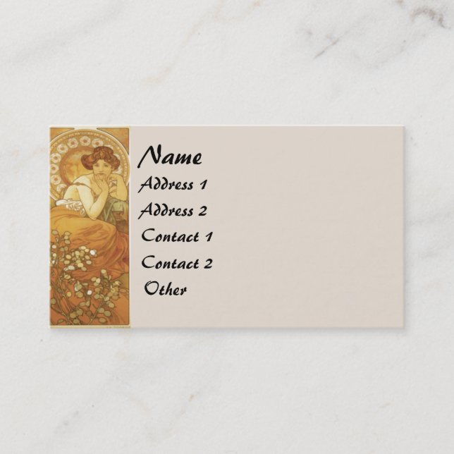 Vintage Mucha Lady Business Card (Front)