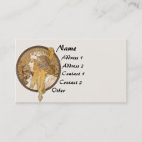 Vintage Mucha Lady Business Card