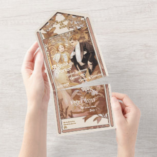 Vintage Mucha Poster All in One Wedding Invite