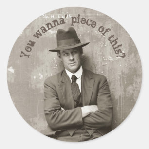 Vintage mugshot mafia gangster funny classic round sticker