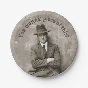 Vintage mugshot mafia gangster funny paper plates