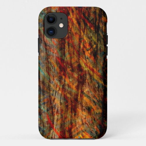 Vintage Multi_color Wood Abstract Art iPhone 11 Case