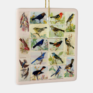 Vintage Multi-colored Birds Ceramic Ornament