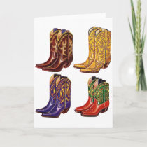 Vintage Multi-Colored Cowboy Boots Card
